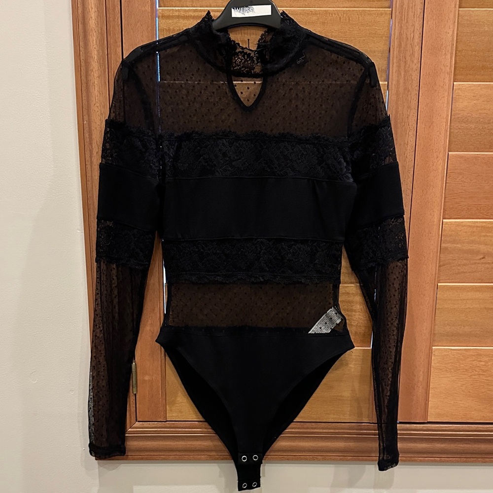 Forever 22 Black Sheer Lace Bodysuit